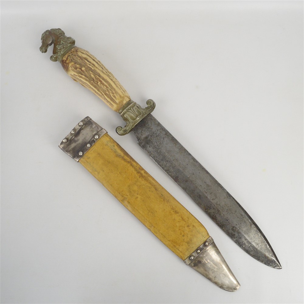 Antique Mid1800s Large Civil War Era Horse Head Bowie Knife 19″ TL w