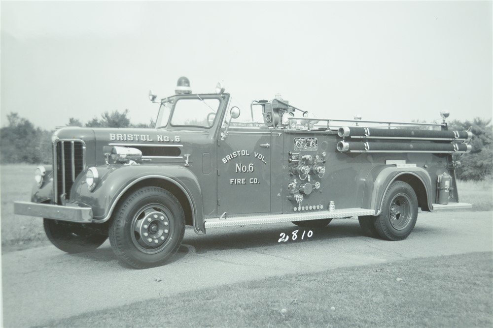 Original 8x10 B&W Photograph Factory Maxim Fire Truck Bristol Volunteer