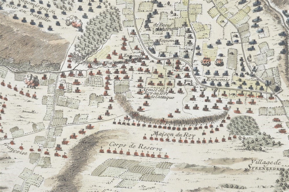 Antique Map Battle of Steenkerque 1692 French Colored Cooper Plate 18
