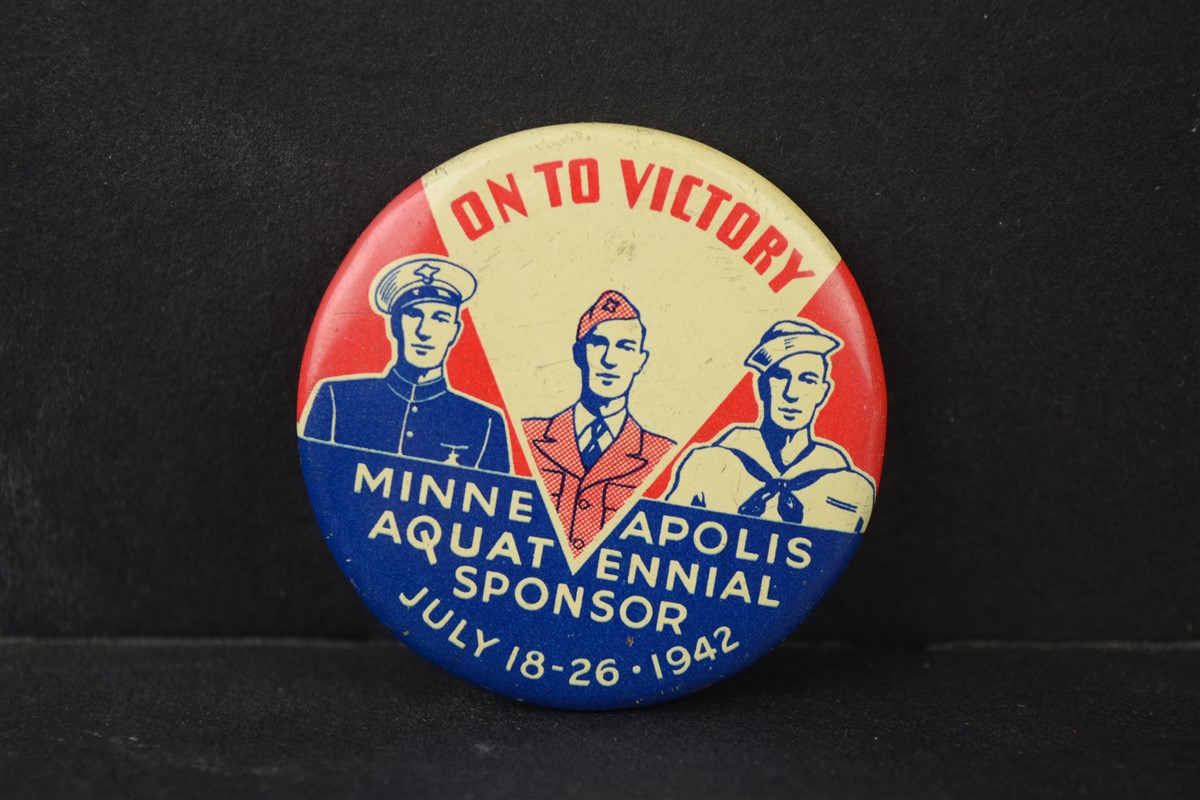 Minneapolis Vintage 1942 WW2 Aquatennial Sponsor Victory Pinback Litho ...