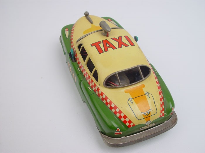1950's Vintage Mizuno Japanese Electromobile Tin Taxi Battery Operated