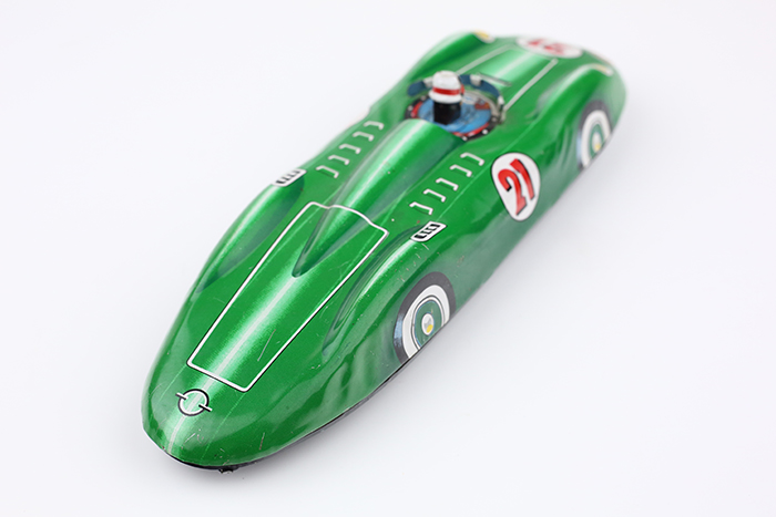 Vintage 1960s Lithographed Tin Friction Race Car 21 Ichimura Japan 9 3 8 L