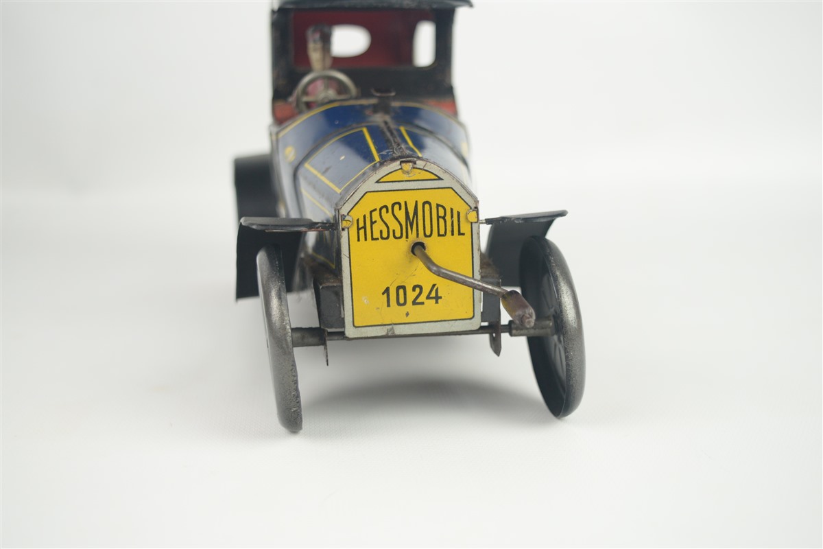 Antique Tin Flywheel Toy Car JLH Hess Hessmobil Limousine Germany 9