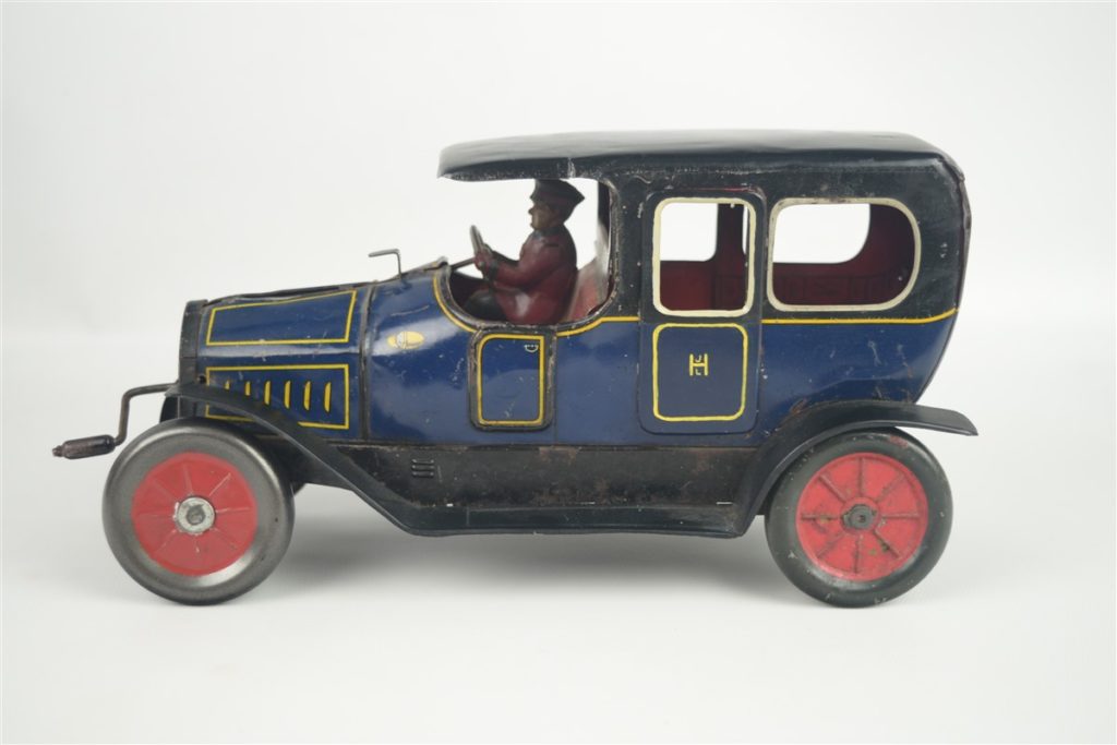 Antique Tin Flywheel Toy Car JLH Hess Hessmobil Limousine Germany 9