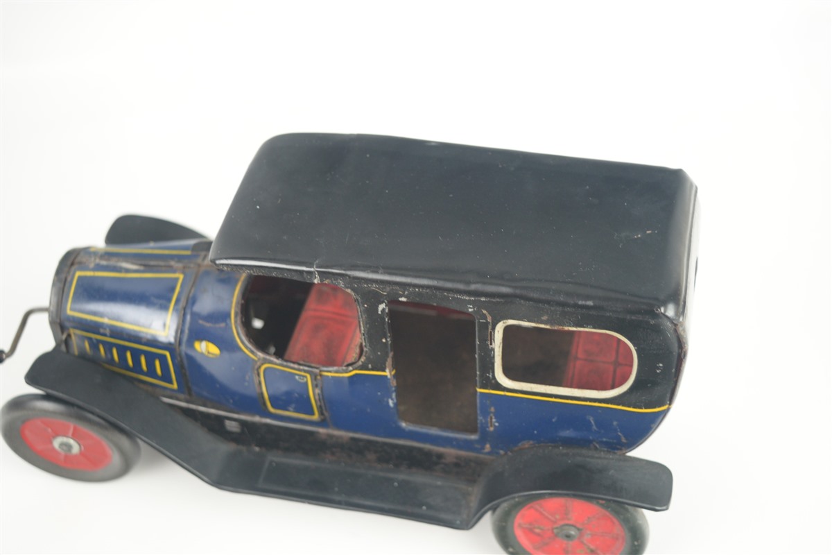Antique Tin Flywheel Toy Car JLH Hess Hessmobil Limousine Germany 9