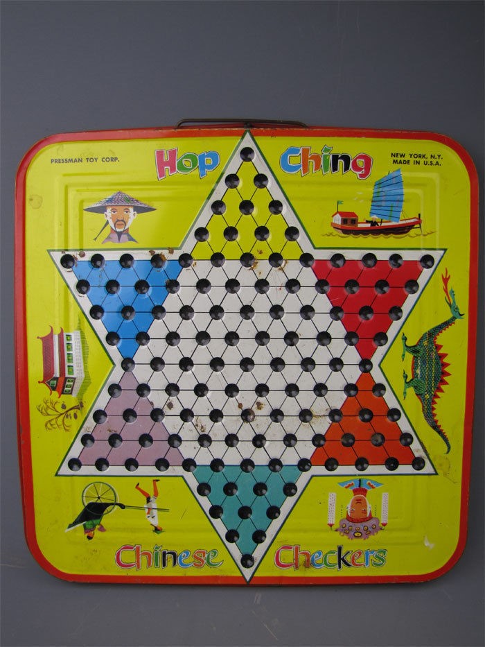 Vintage Pressman Toy Tin Hop Ching/Checker Tin Playset