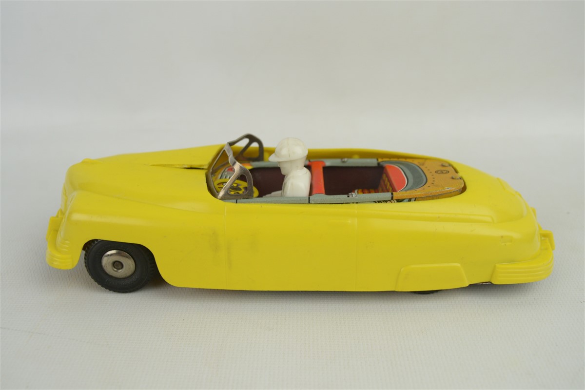 Vintage Marx Plastic Tin Revolving Roadster Sedan 8 Toy Wind Up Car Working