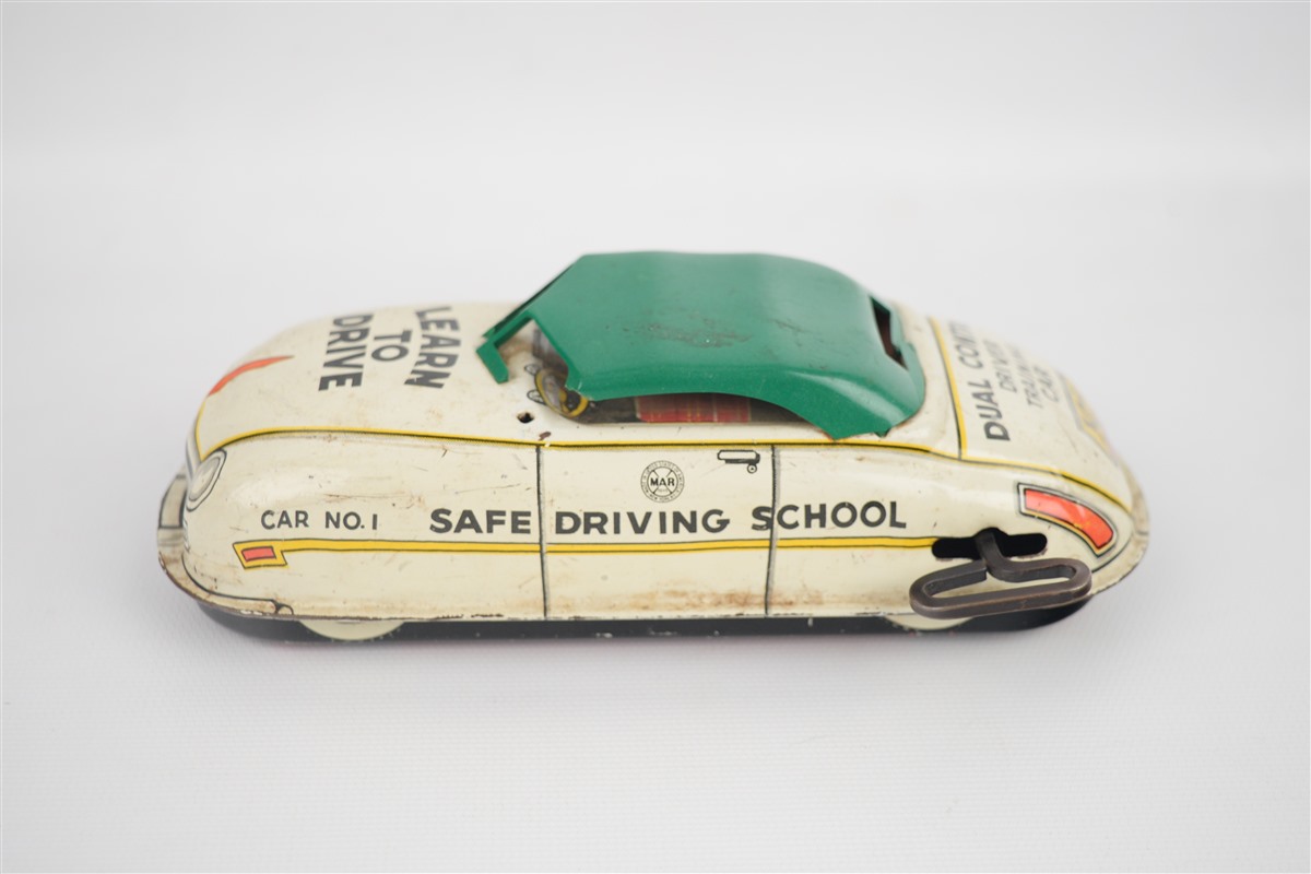 Vintage 1950s Marx 6.5" Driver Training Car Tin Wind Up Toy Parts or