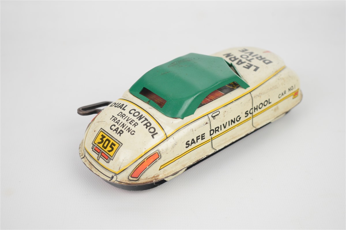Vintage 1950s Marx 6.5" Driver Training Car Tin Wind Up Toy Parts or