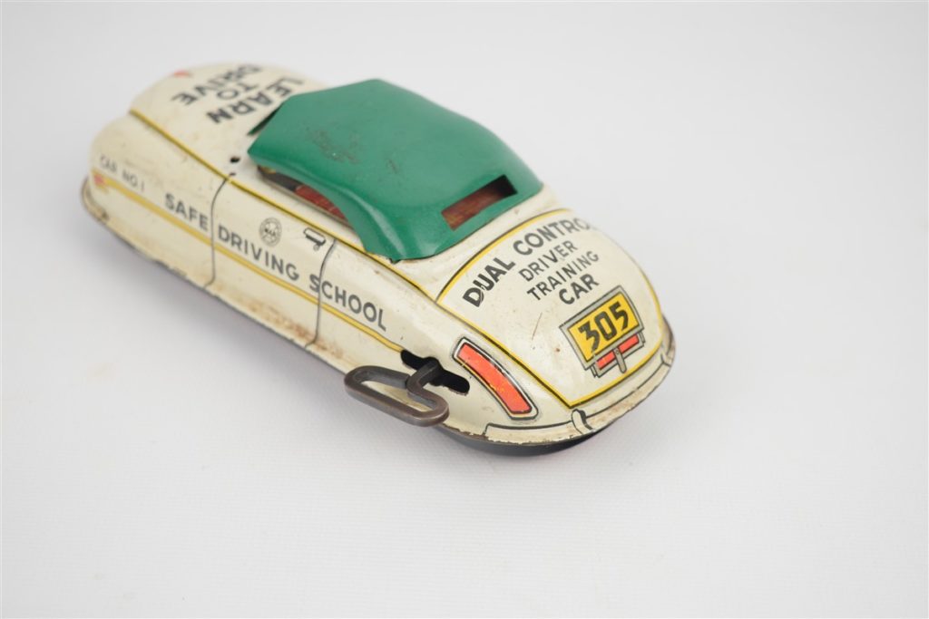 Vintage 1950s Marx 6.5" Driver Training Car Tin Wind Up Toy Parts or